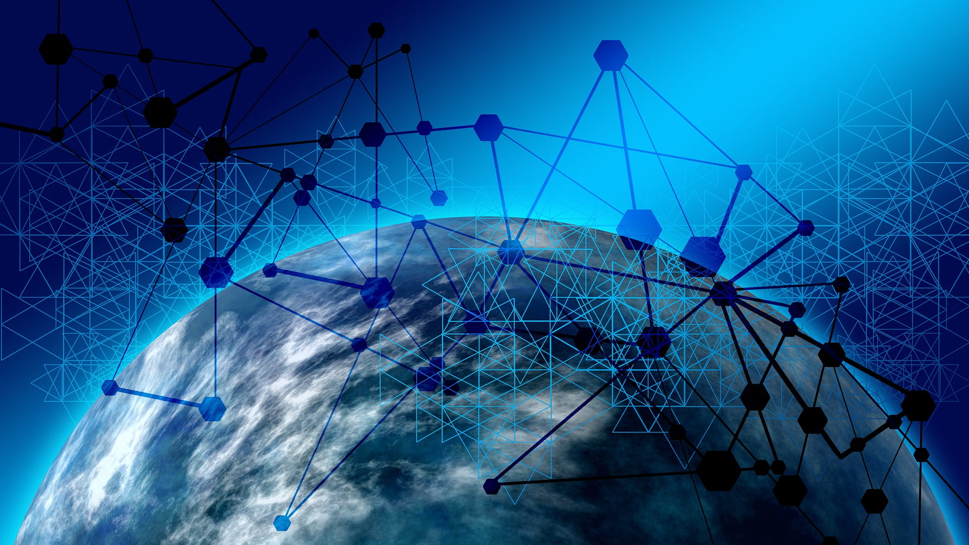 Image of a globe surrounded by a network